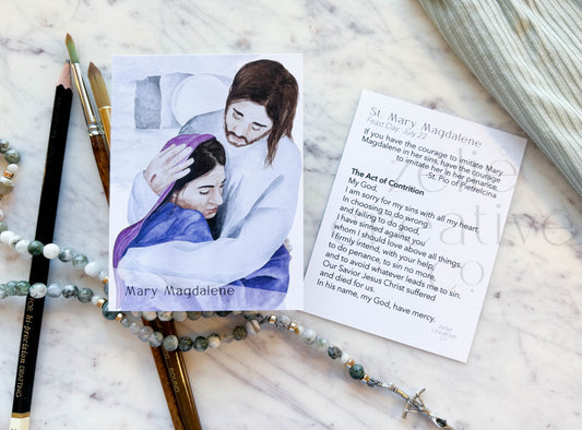 Saint Mary Magdalene, The Act of Contrition | Prayer Card