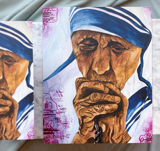 St. Mother Teresa Catholic Art Print – Watercolor Saint Portrait for Prayer Space or Gift