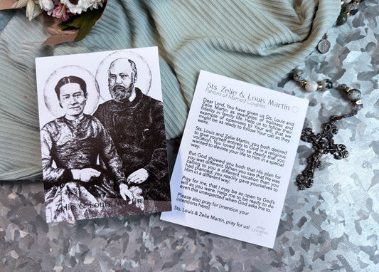 Saints Zélie and Louis Martin Catholic Holy Card – 3x4 Prayer Card with Original Watercolor Art & Unique Prayer | Holy Marriage | Prayer Ring or Gift