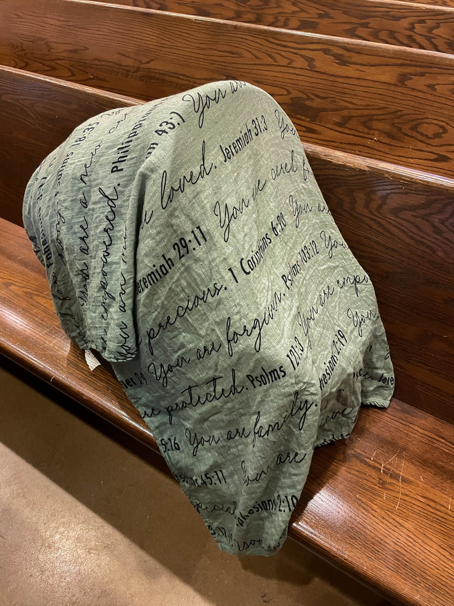 You Are Mine | Muslin Swaddle Blanket | Sage Green