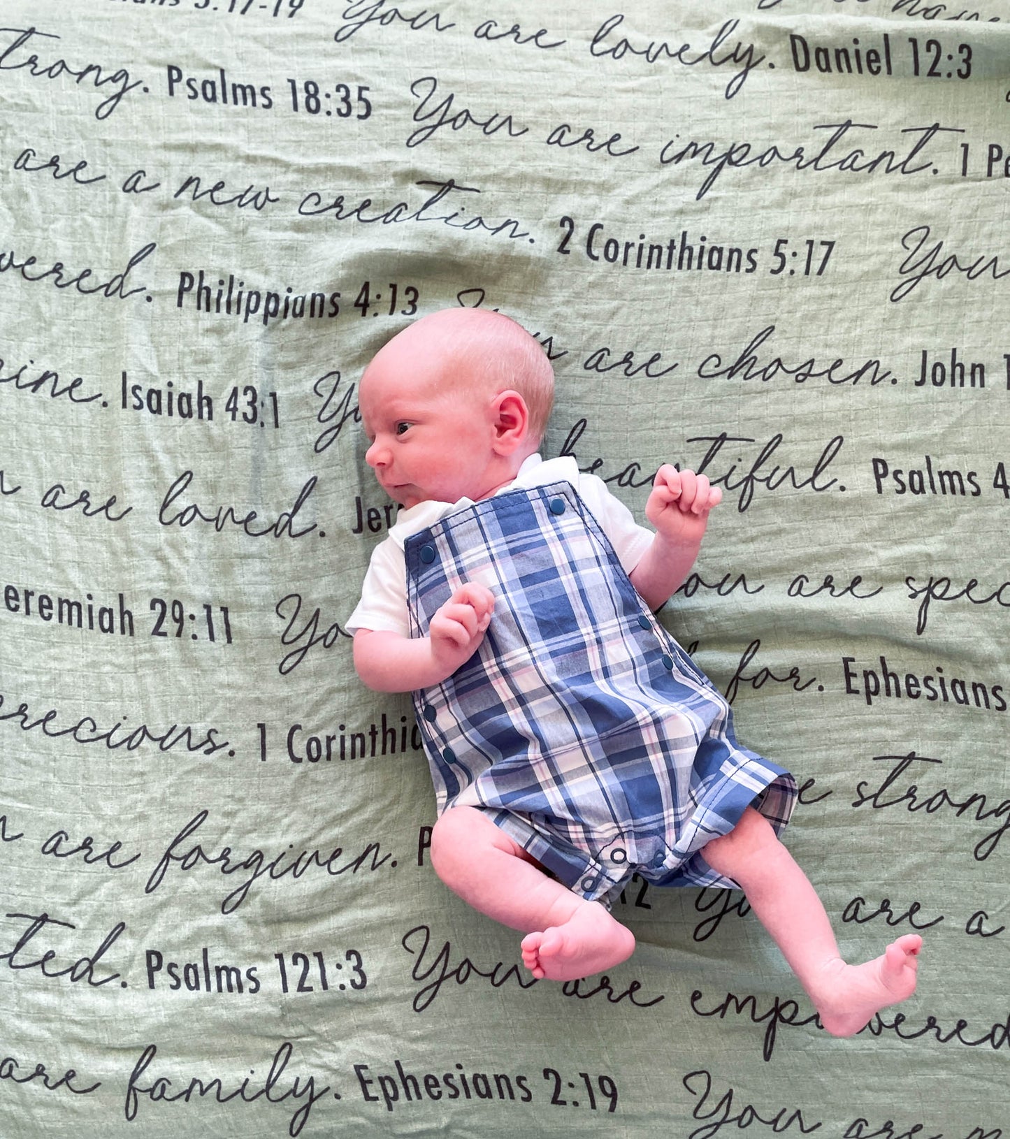 You Are Mine | Muslin Swaddle Blanket | Sage Green