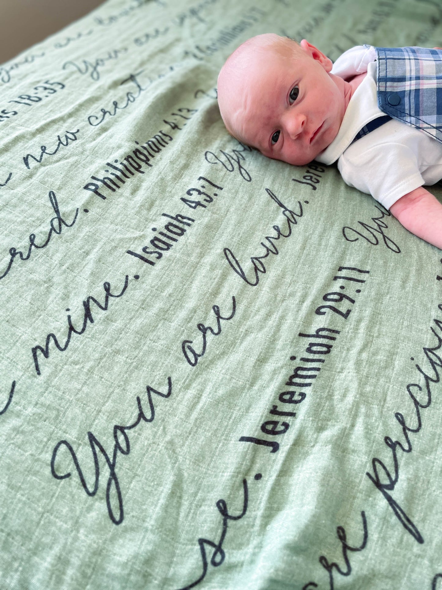 You Are Mine | Muslin Swaddle Blanket | Sage Green