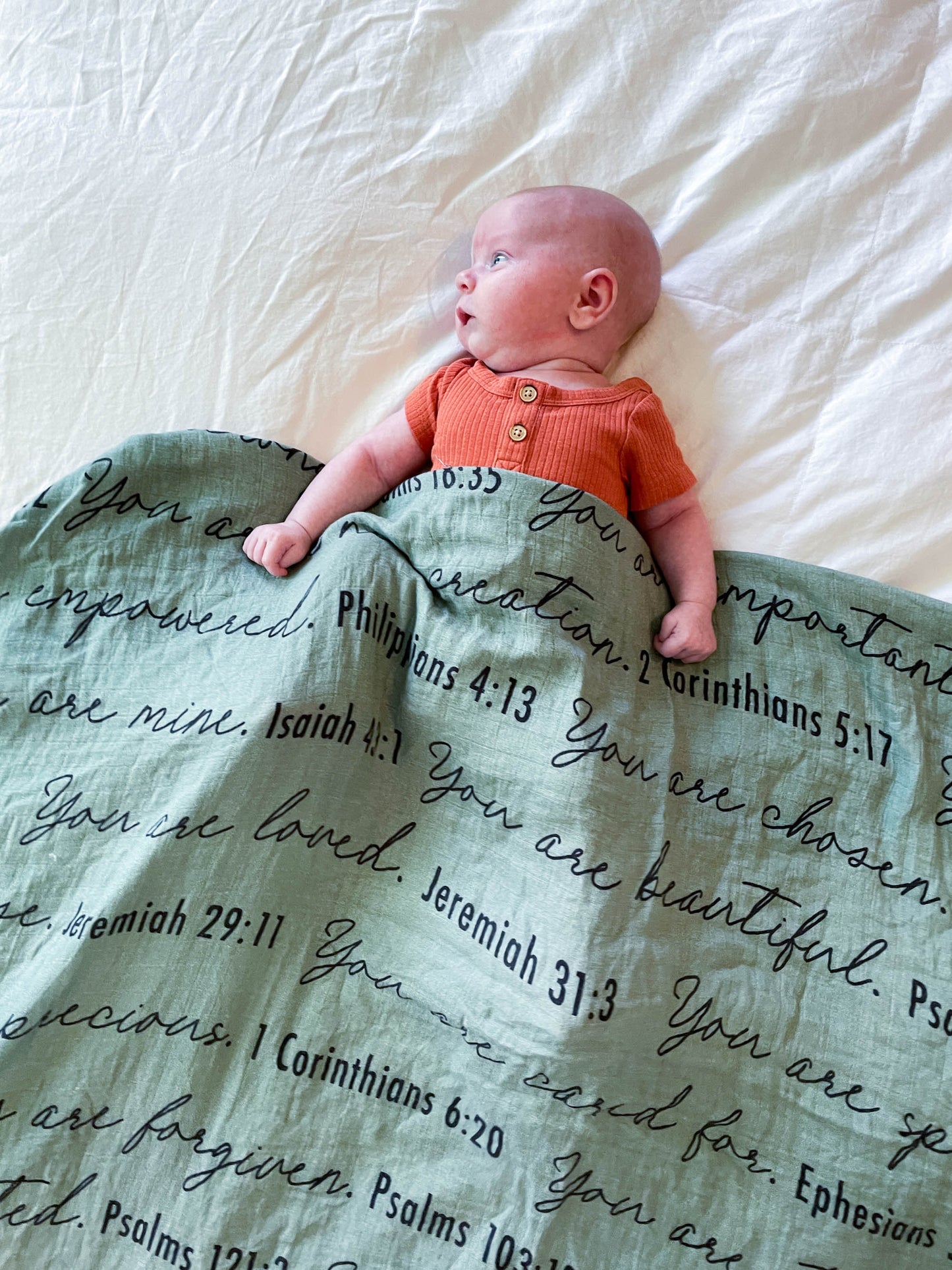 You Are Mine | Muslin Swaddle Blanket | Sage Green