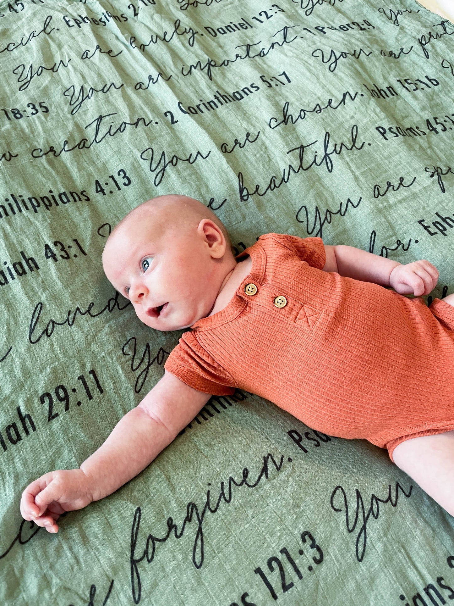 You Are Mine | Muslin Swaddle Blanket | Sage Green
