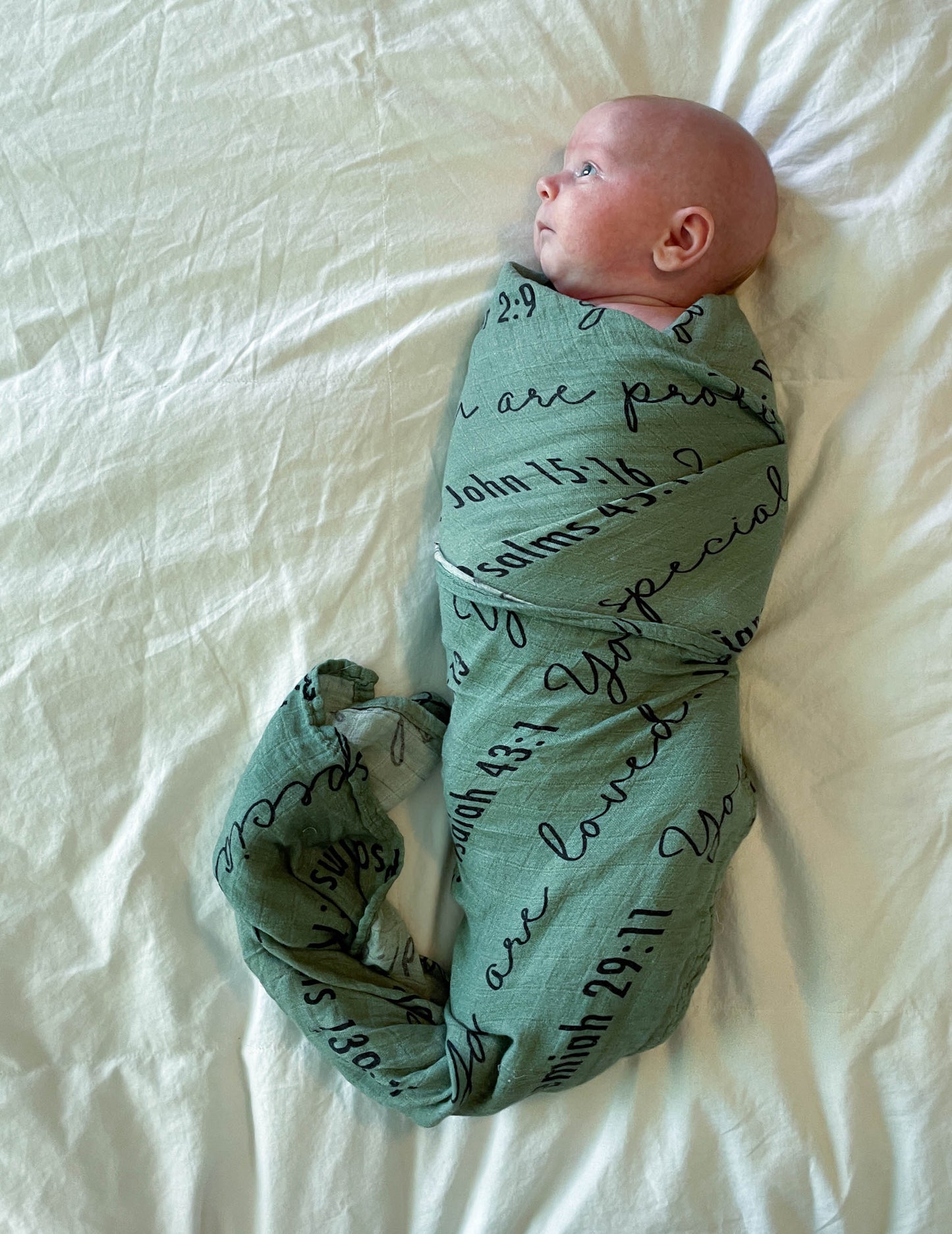 You Are Mine | Muslin Swaddle Blanket | Sage Green