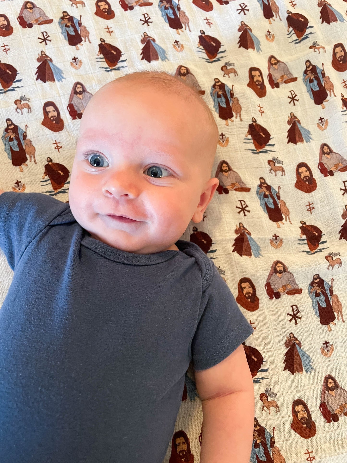 Wrapped in Christ | Jesus Themed Muslin Swaddle Blanket