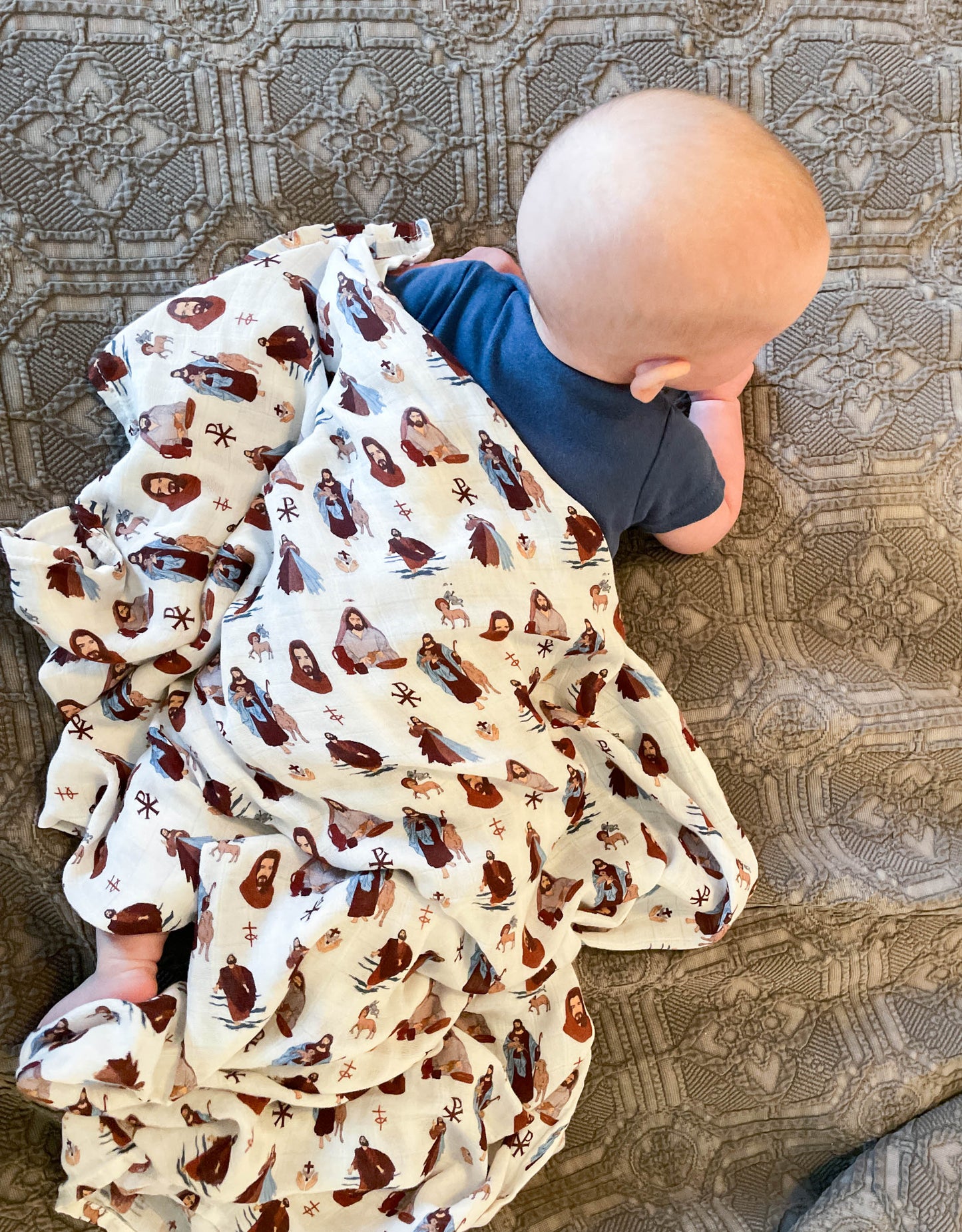 Wrapped in Christ | Jesus Themed Muslin Swaddle Blanket