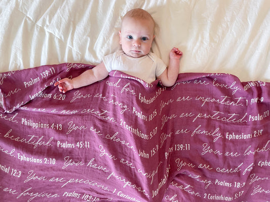 You Are Mine | Muslin Swaddle Blanket | Light Fuchsia