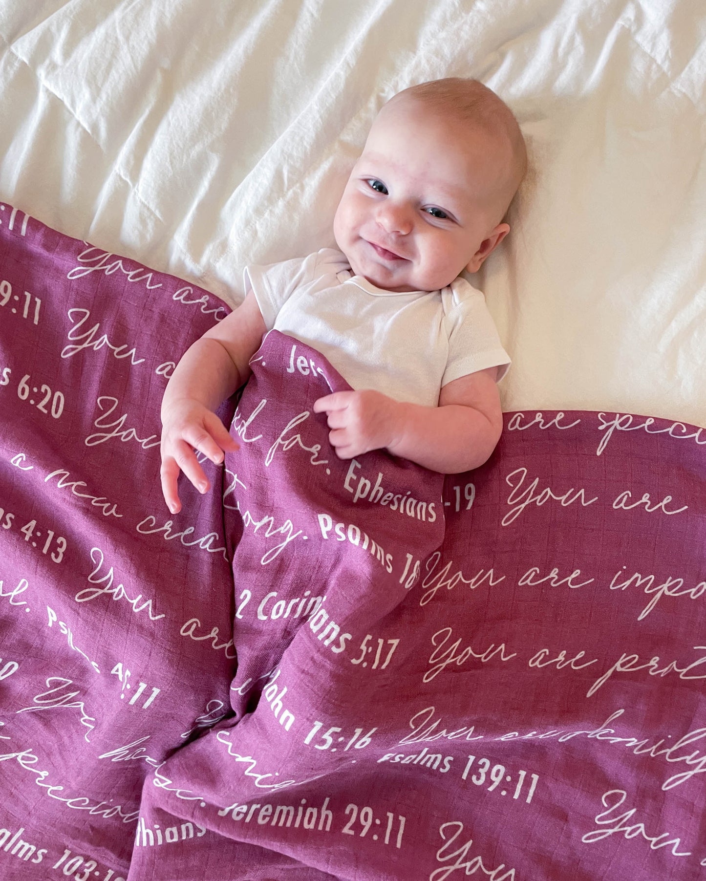 You Are Mine | Muslin Swaddle Blanket | Light Fuchsia