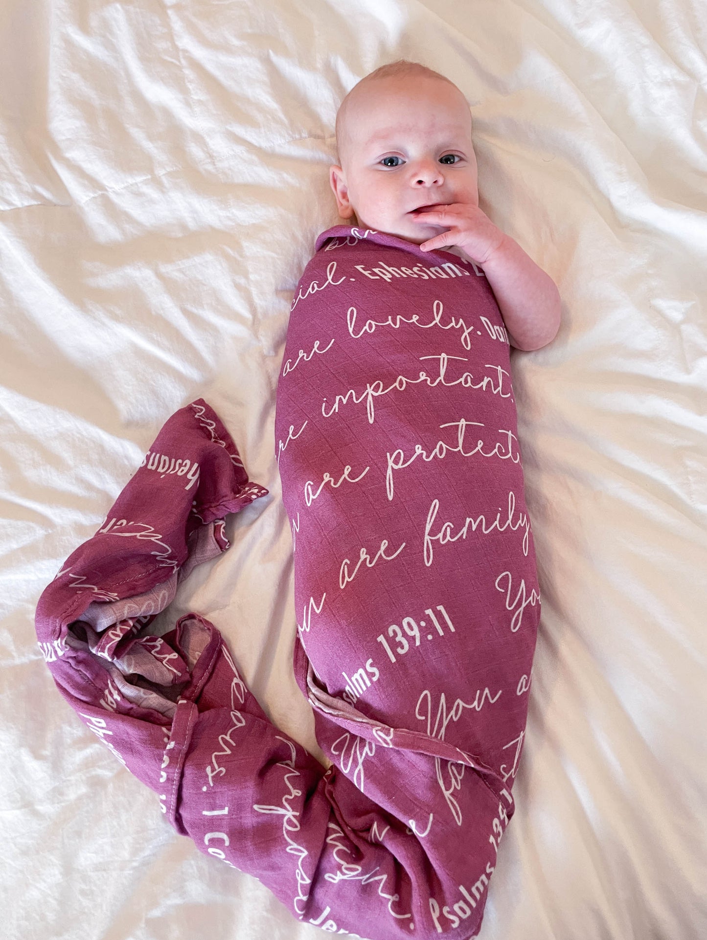 You Are Mine | Muslin Swaddle Blanket | Light Fuchsia