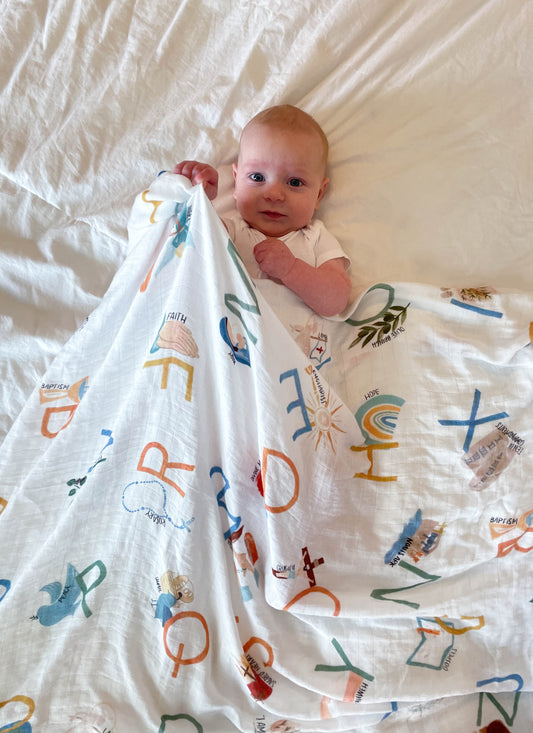 Catholic ABCs | Muslin Swaddle Blanket
