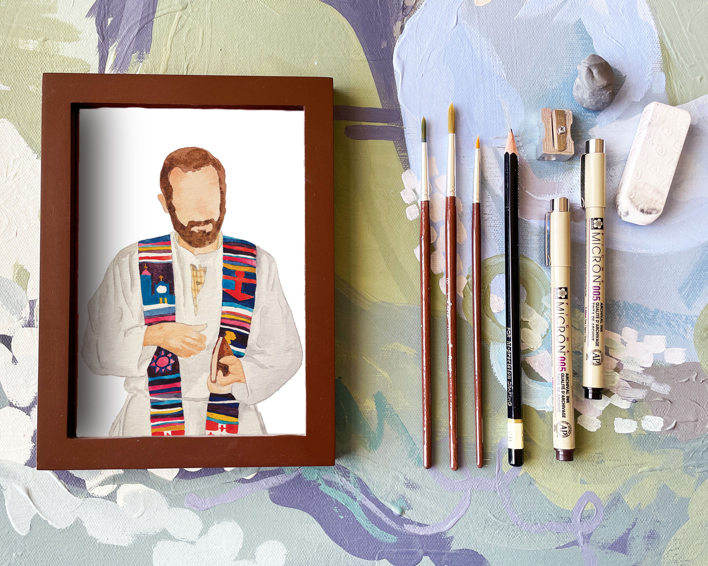 Blessed Stanley Rother Catholic Art Print – Watercolor Portrait of the American Martyr | Saint-Inspired Wall Art for Home, Prayer Corner, or Gift