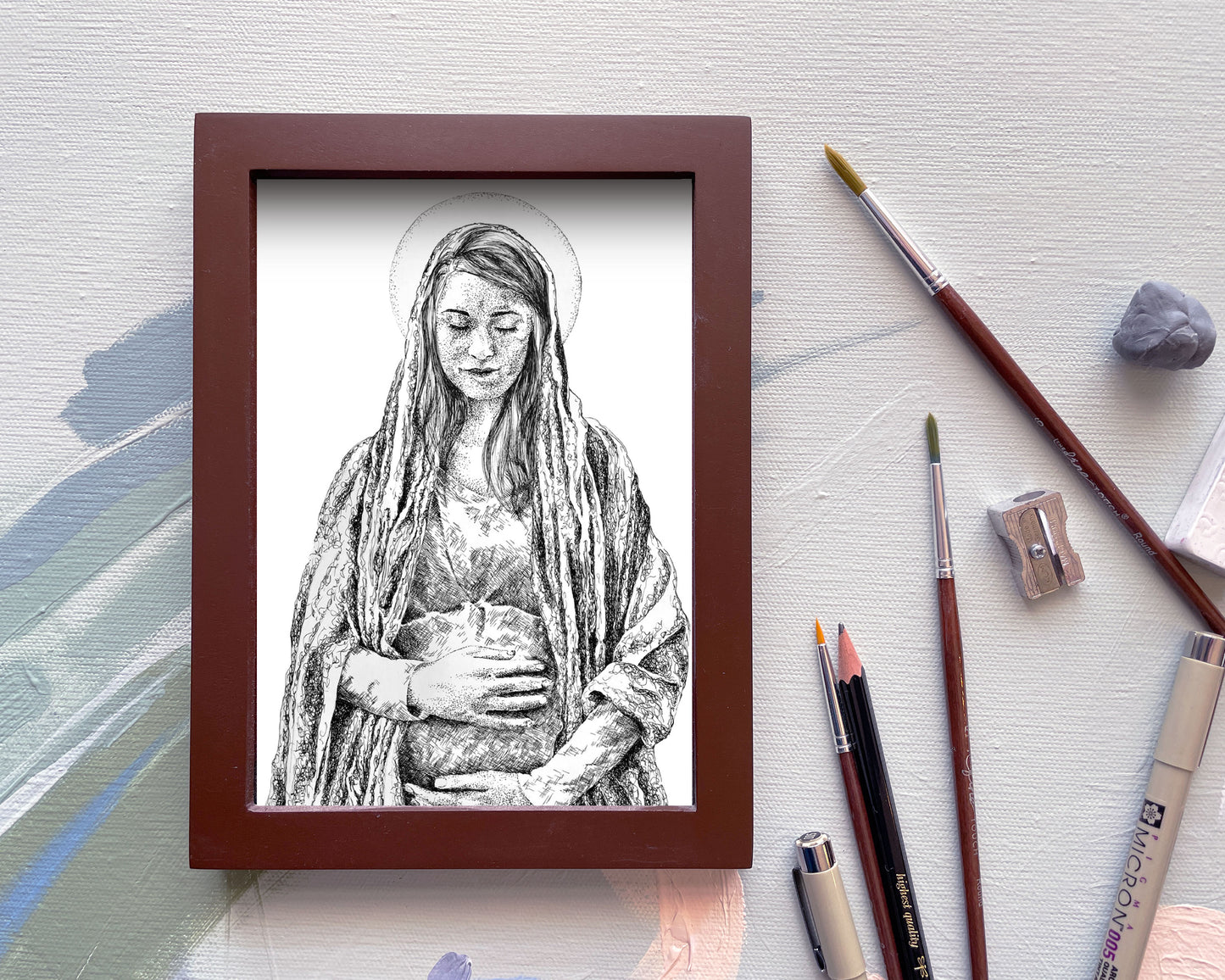 Mama Mary, Pen + Ink  |  Print
