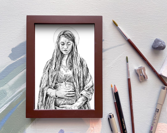 Mama Mary, Pen + Ink  |  Print