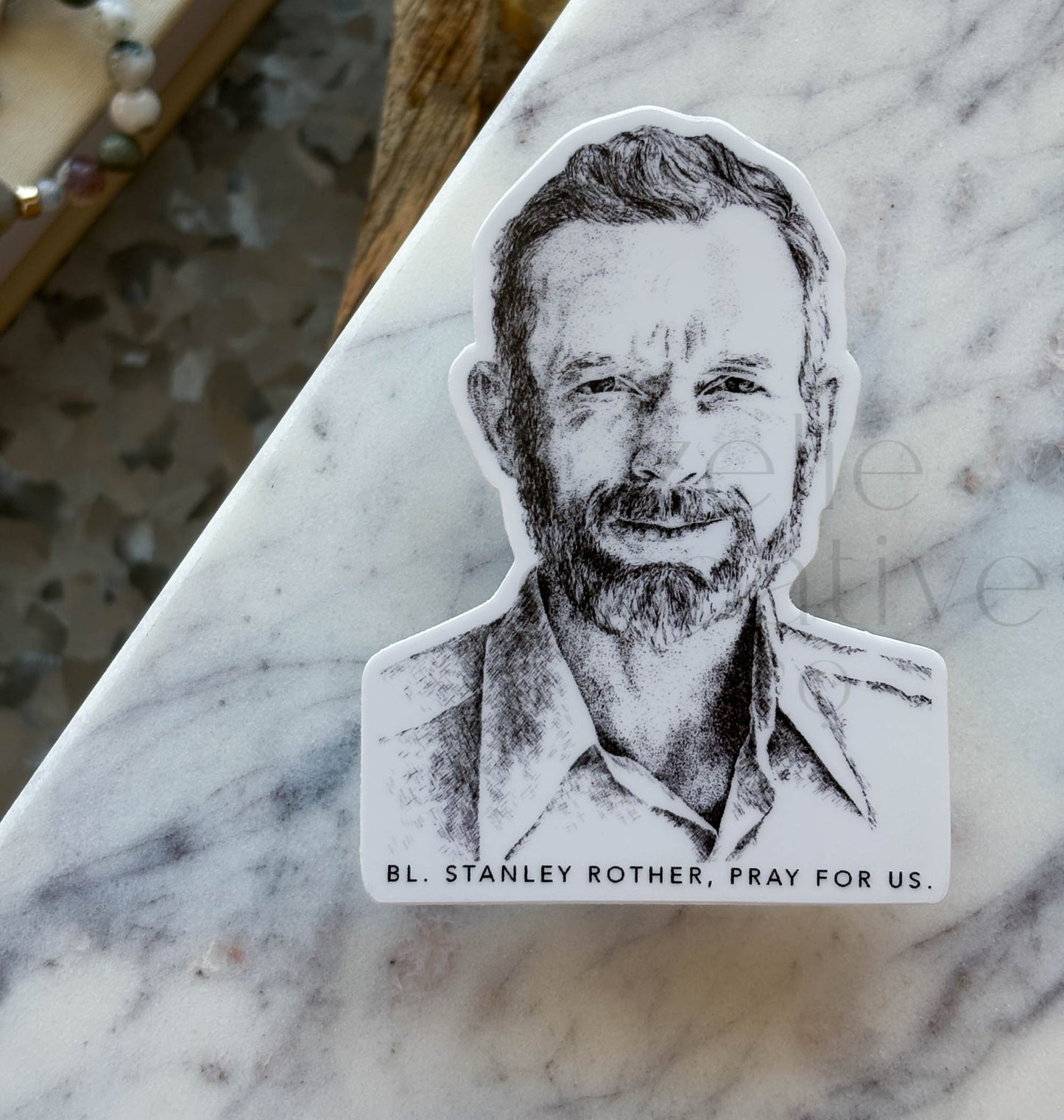 Blessed Stanley Rother  |  Pen + Ink Sticker