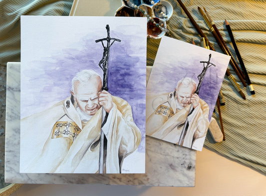 Saint Pope John Paul II  |  Watercolor Print