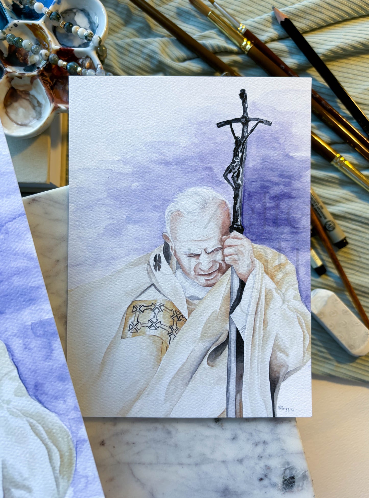 Saint Pope John Paul II  |  Watercolor Print