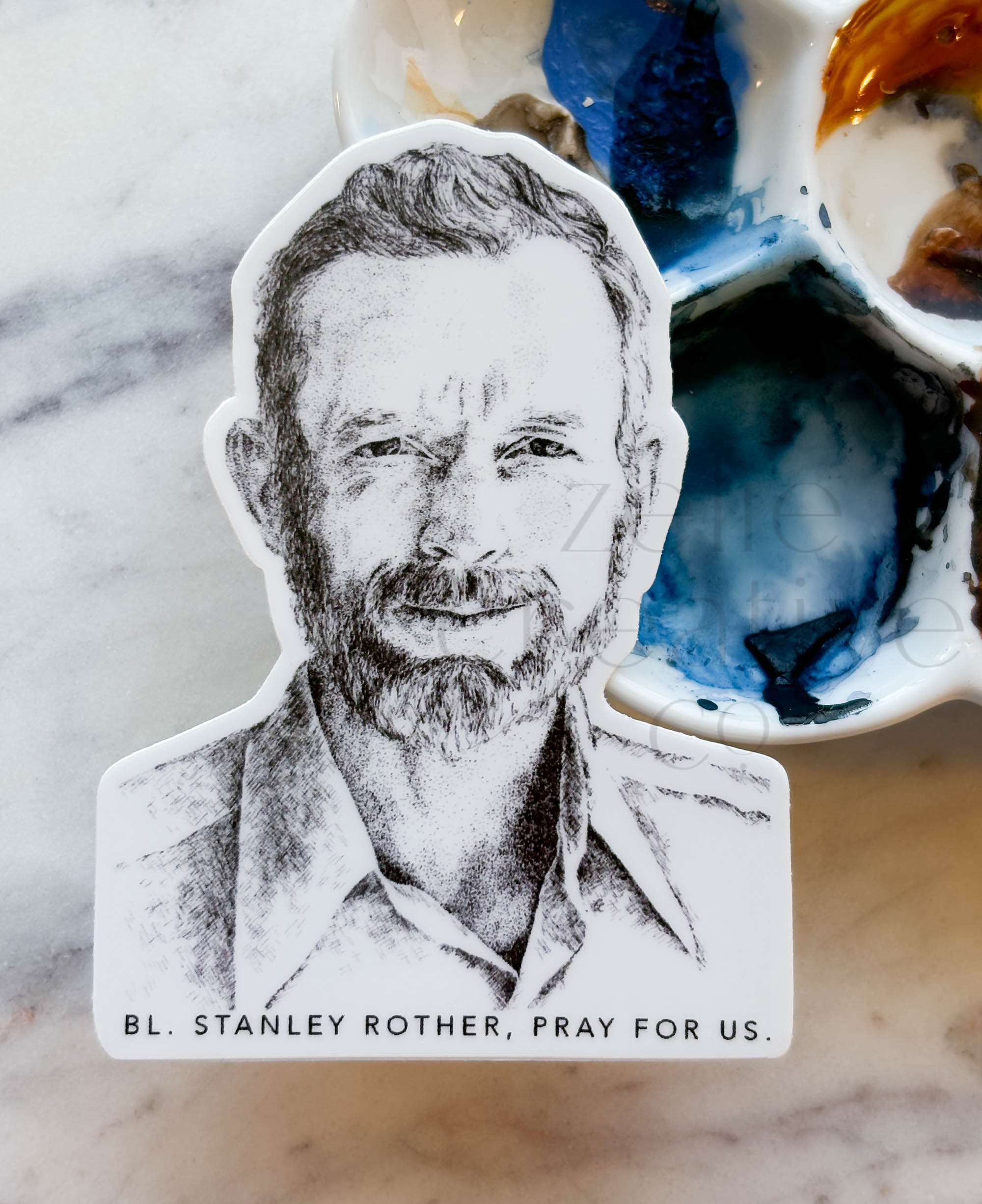 Stanlet Stickers Blessed Stanley Rother Catholic Sticker – Pen and Ink Waterproof Vinyl ...
