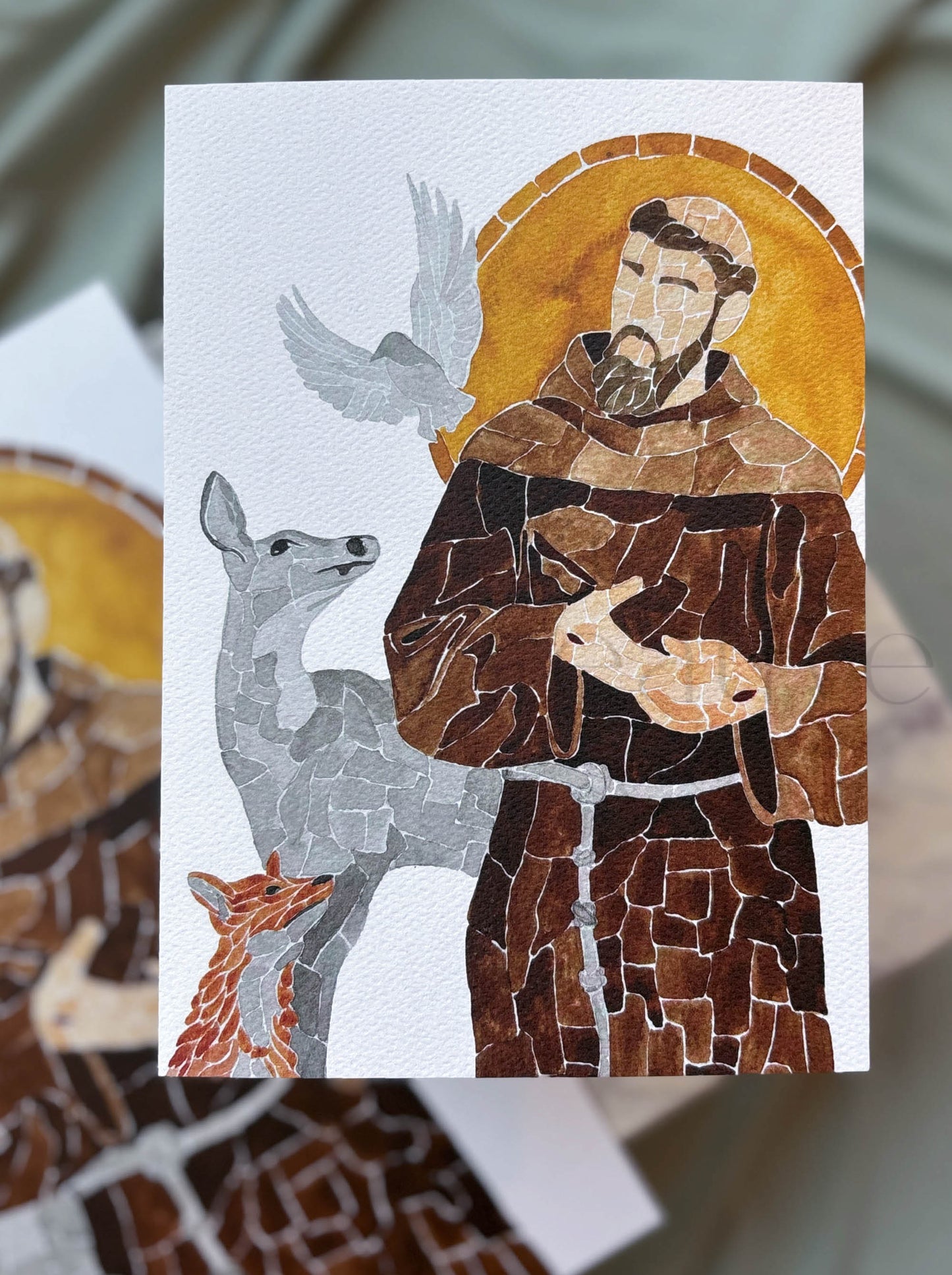 Saint Francis of Assisi Watercolor Mosaic | Print