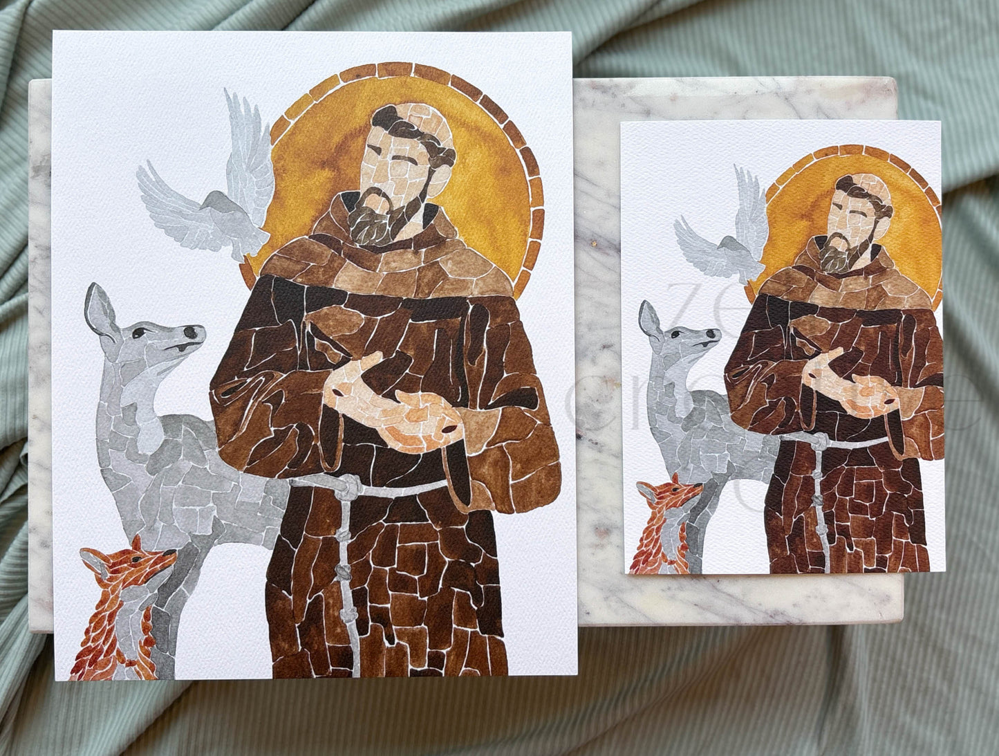 Saint Francis of Assisi Watercolor Mosaic | Print