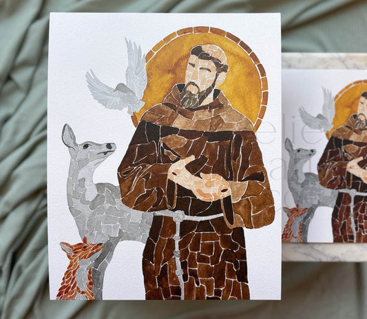 Saint Francis of Assisi Watercolor Mosaic | Print