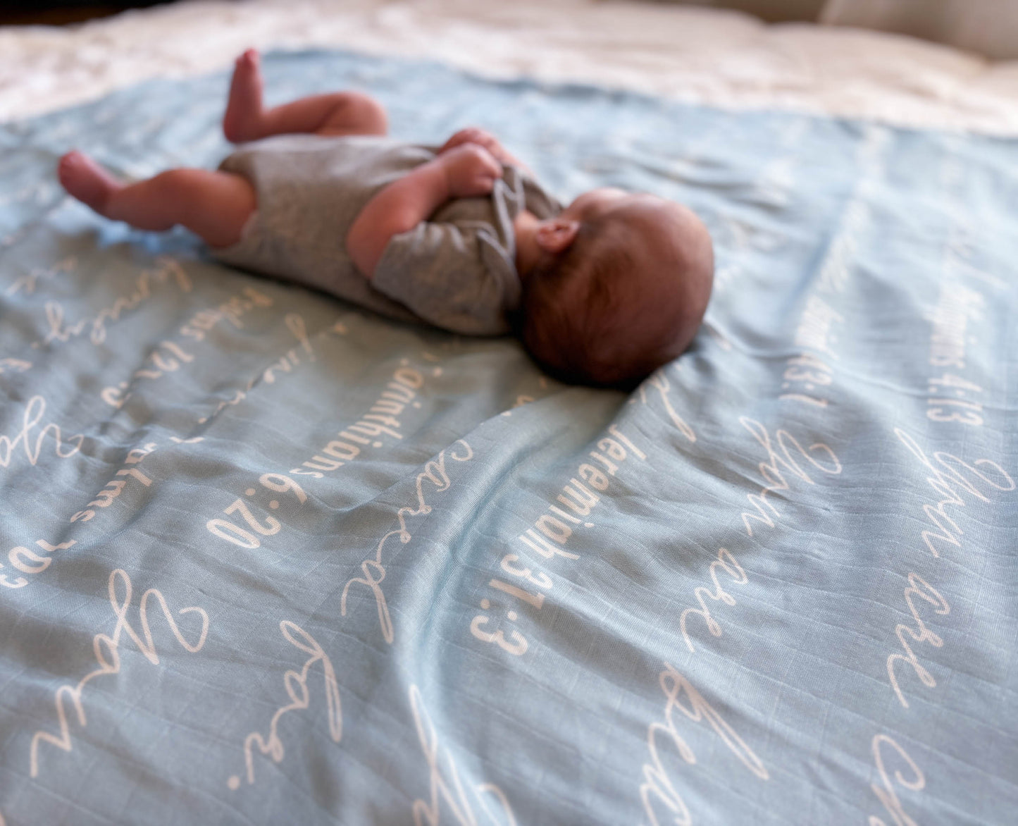 You Are Mine | Muslin Swaddle Blanket | Baby Blue