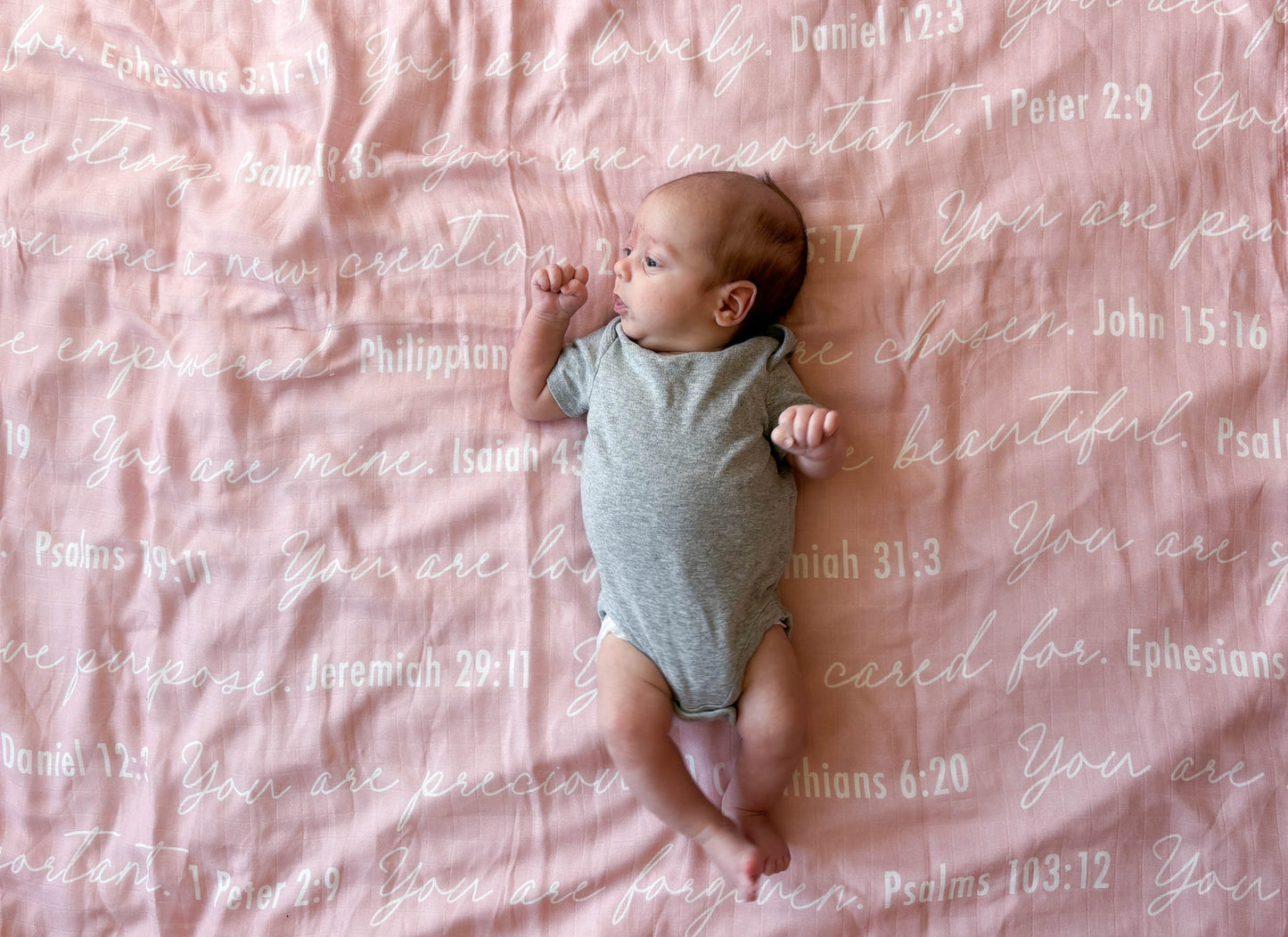 You Are Mine | Muslin Swaddle Blanket | Baby Pink