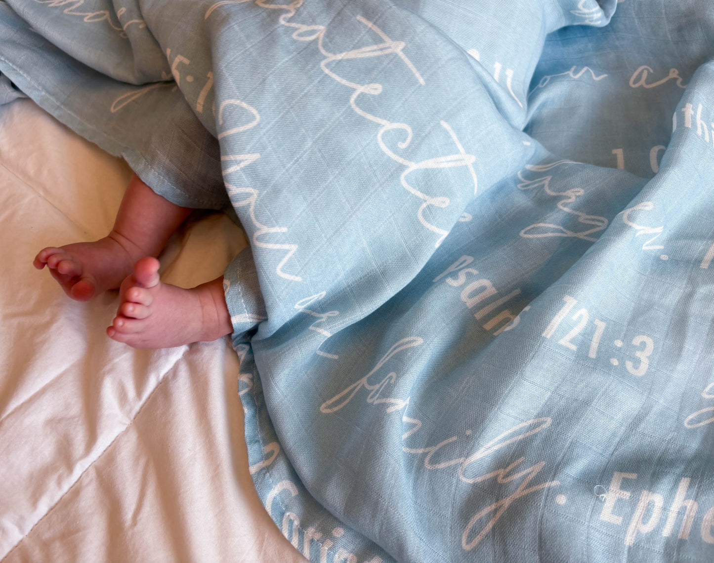 You Are Mine | Muslin Swaddle Blanket | Baby Blue