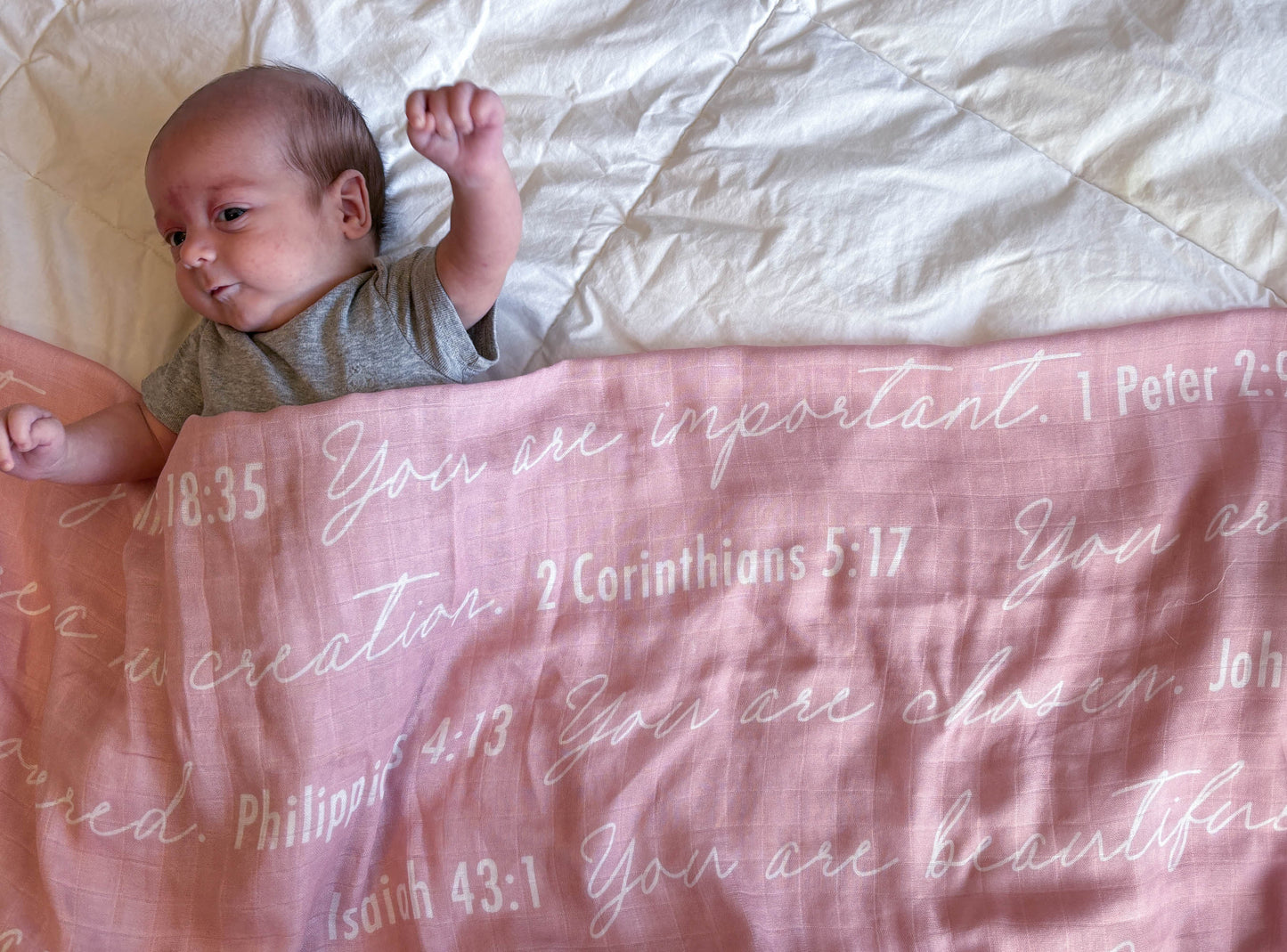 You Are Mine | Muslin Swaddle Blanket | Baby Pink