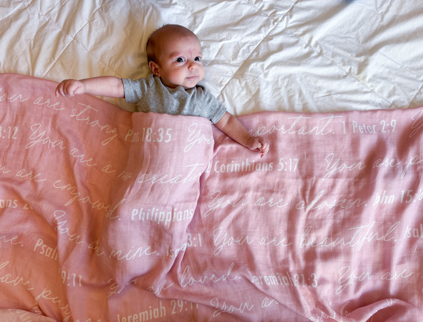 You Are Mine | Muslin Swaddle Blanket | Baby Pink