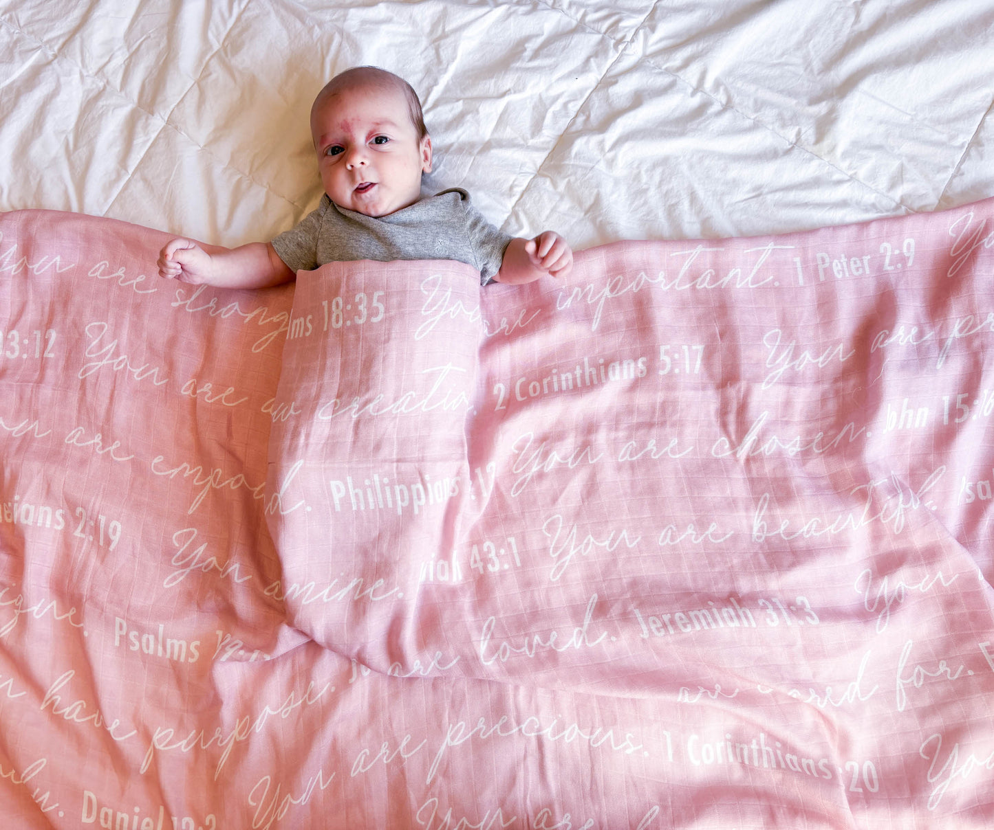 You Are Mine | Muslin Swaddle Blanket | Baby Pink