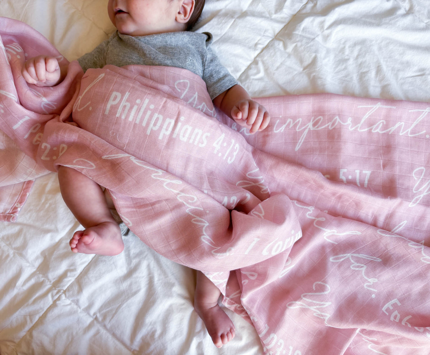 You Are Mine | Muslin Swaddle Blanket | Baby Pink