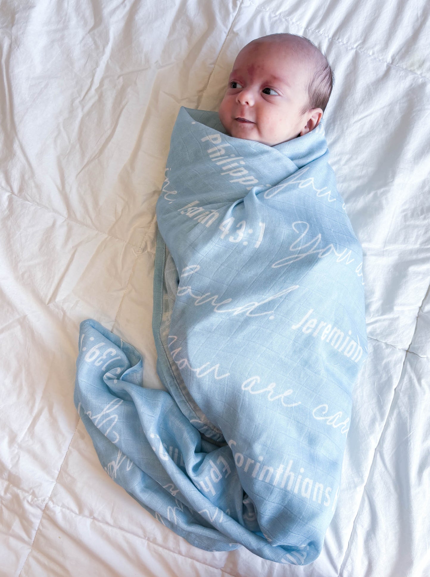 You Are Mine | Muslin Swaddle Blanket | Baby Blue