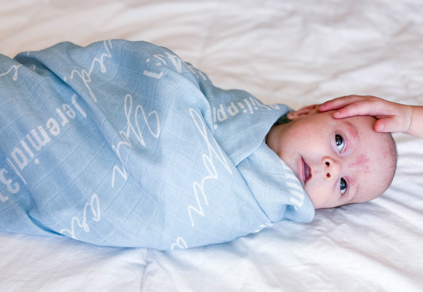 You Are Mine | Muslin Swaddle Blanket | Baby Blue