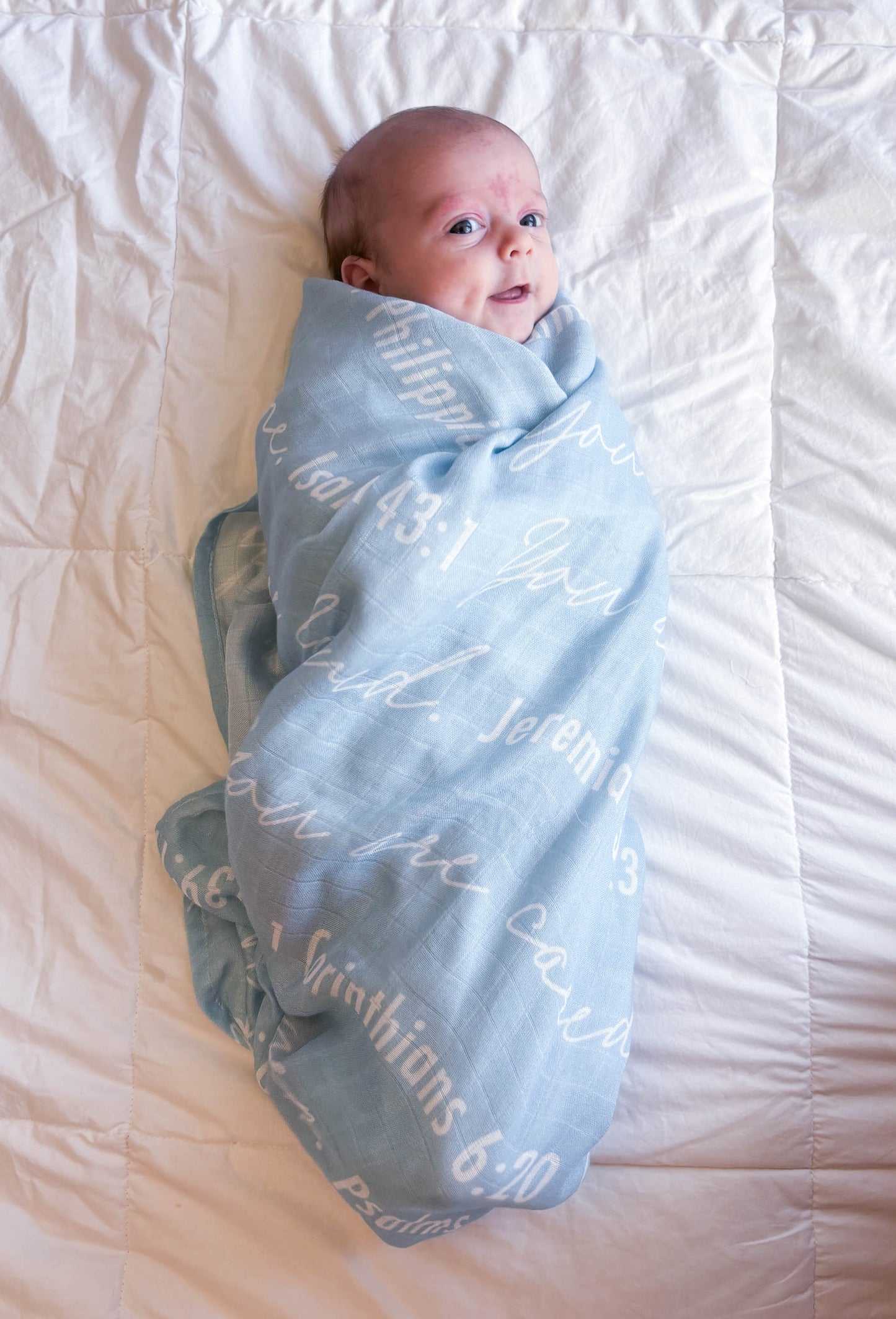 You Are Mine | Muslin Swaddle Blanket | Baby Blue