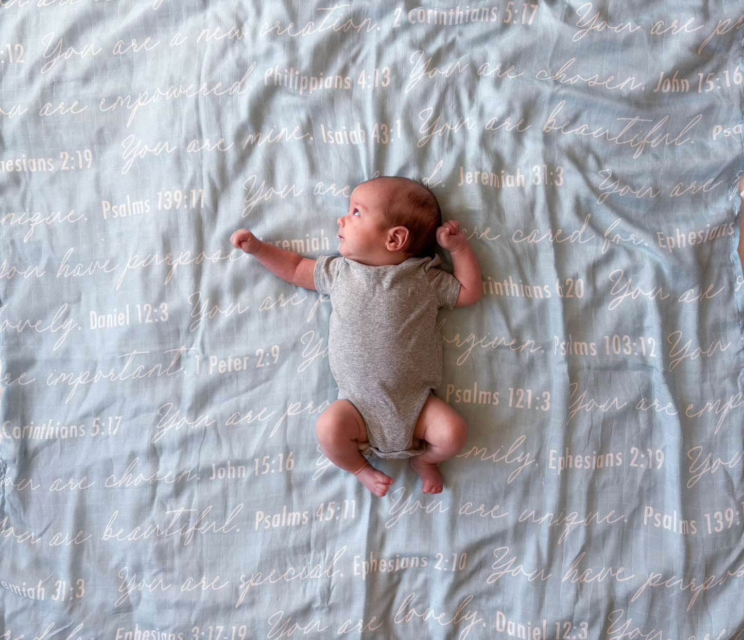 You Are Mine | Muslin Swaddle Blanket | Baby Blue