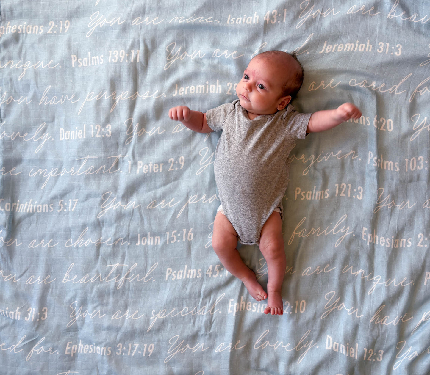 You Are Mine | Muslin Swaddle Blanket | Baby Blue