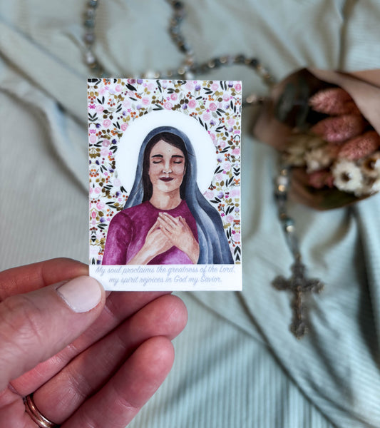 Our Lady of the Garden Catholic Sticker – Waterproof Vinyl Marian Sticker for Water Bottles, Laptops, Journals | Motherly Peace & Everyday Devotion