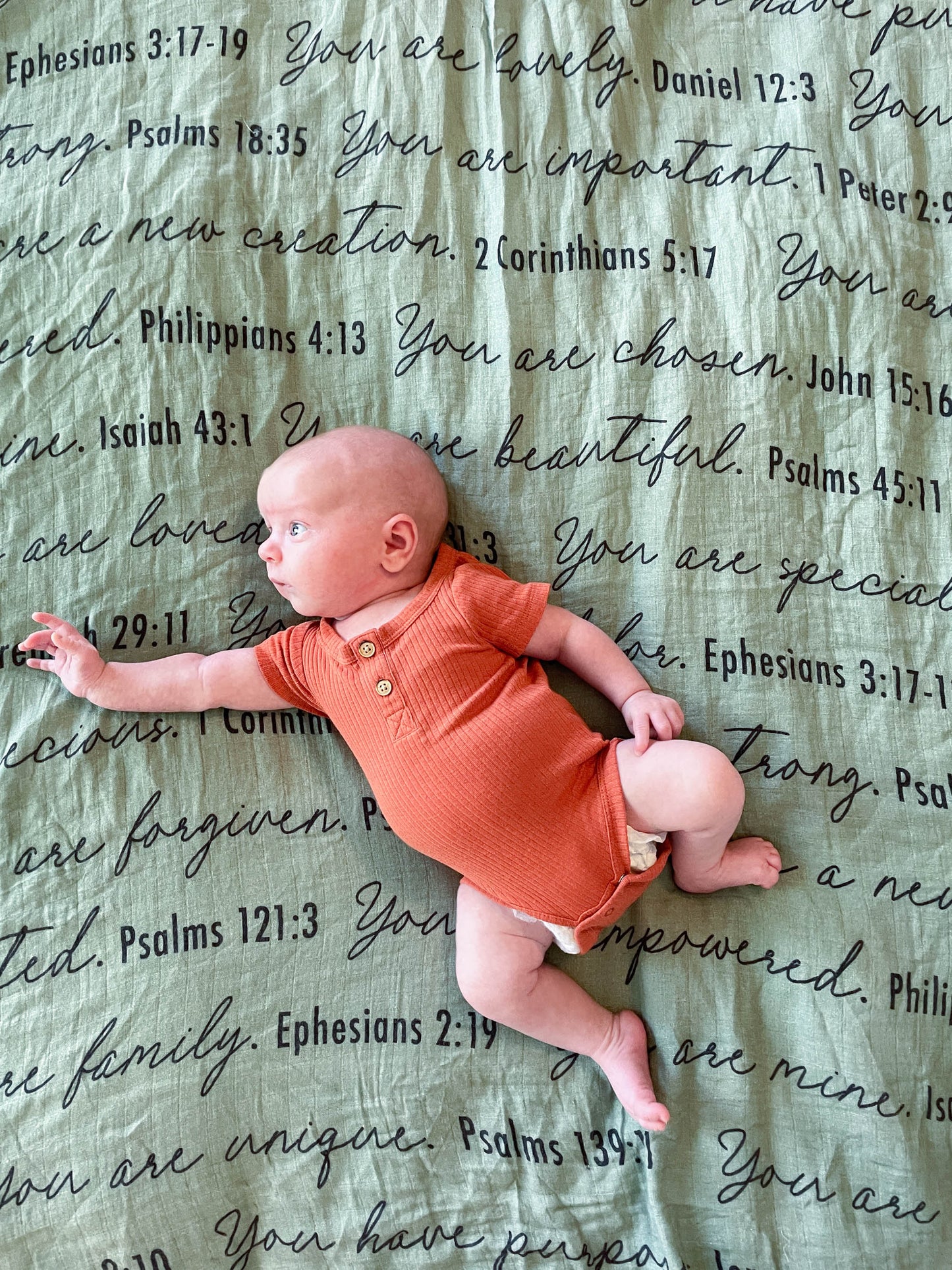 You Are Mine | Muslin Swaddle Blanket | Sage Green