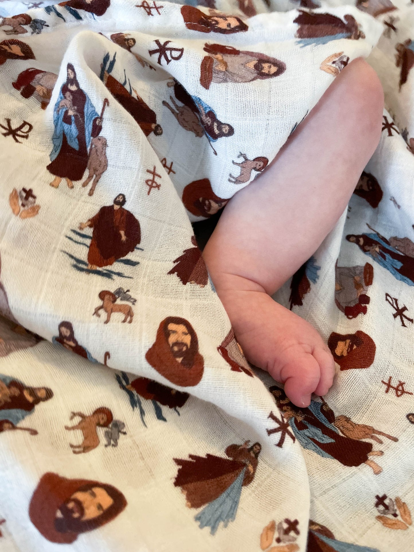 Wrapped in Christ | Jesus Themed Muslin Swaddle Blanket