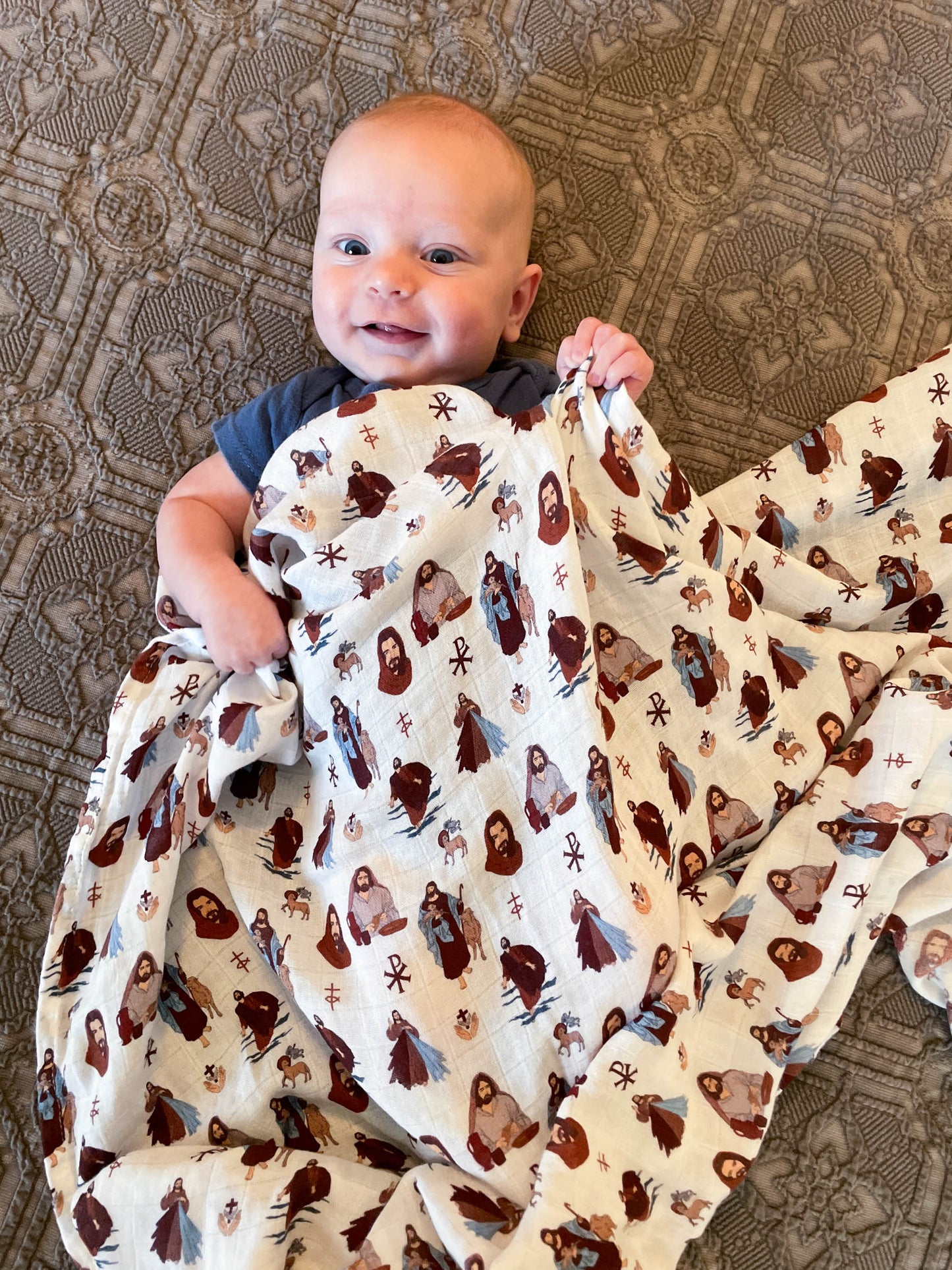 Wrapped in Christ | Jesus Themed Muslin Swaddle Blanket
