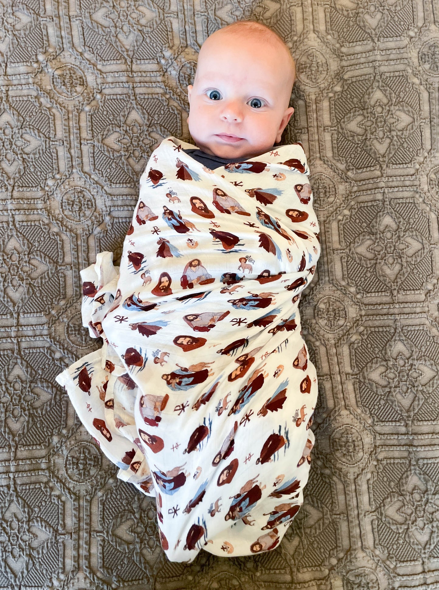 Wrapped in Christ | Jesus Themed Muslin Swaddle Blanket