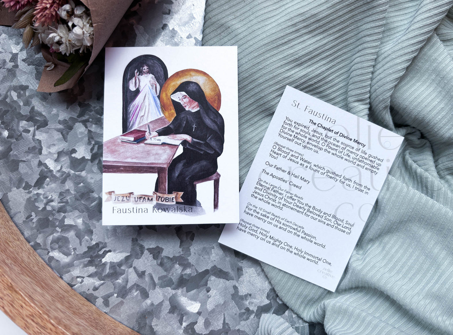 St. Faustina Kowalska Chaplet of Divine Mercy | Prayer Card