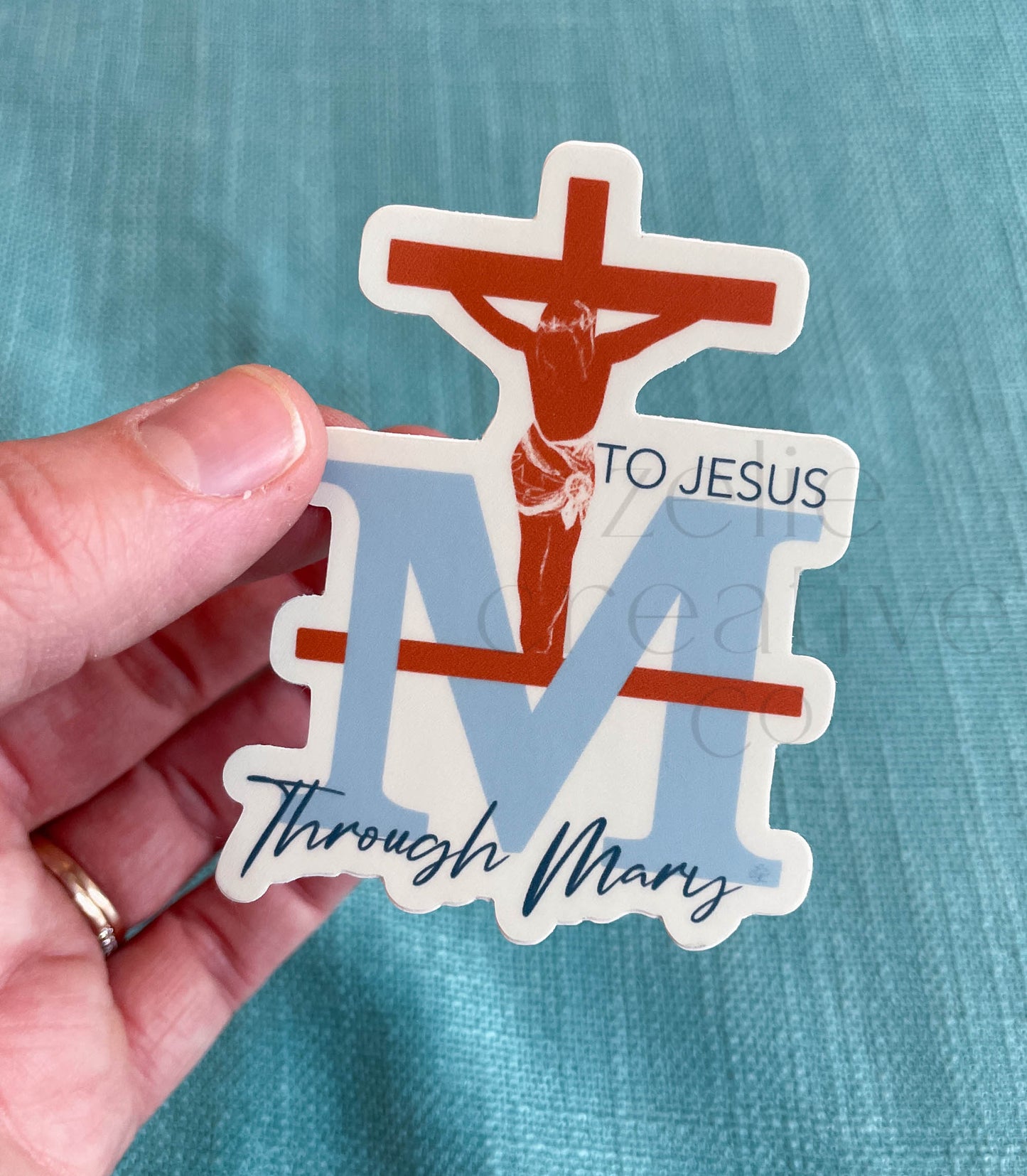 To Jesus Through Mary Crucifix  |  Sticker